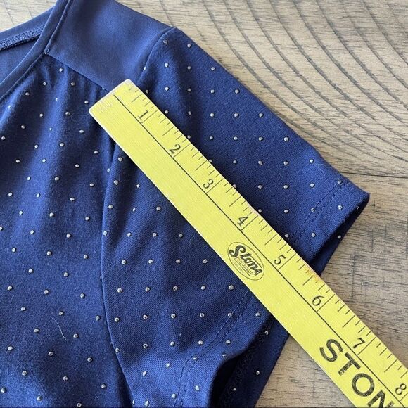 Loft Mixed Media Navy Raised Polka Dot Short Sleeve Tee-Shirt - Medium - Picture 8 of 10